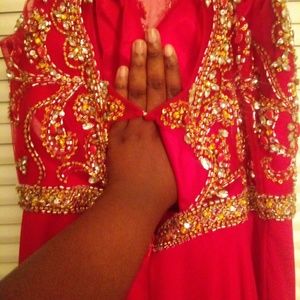 Red ball grown dress